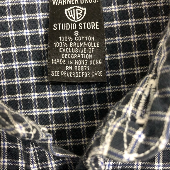 VTG 90s Warner Bros. Tazmanian Devil "Golf trapped again" Plaid Button Down S - Picture 4 of 5